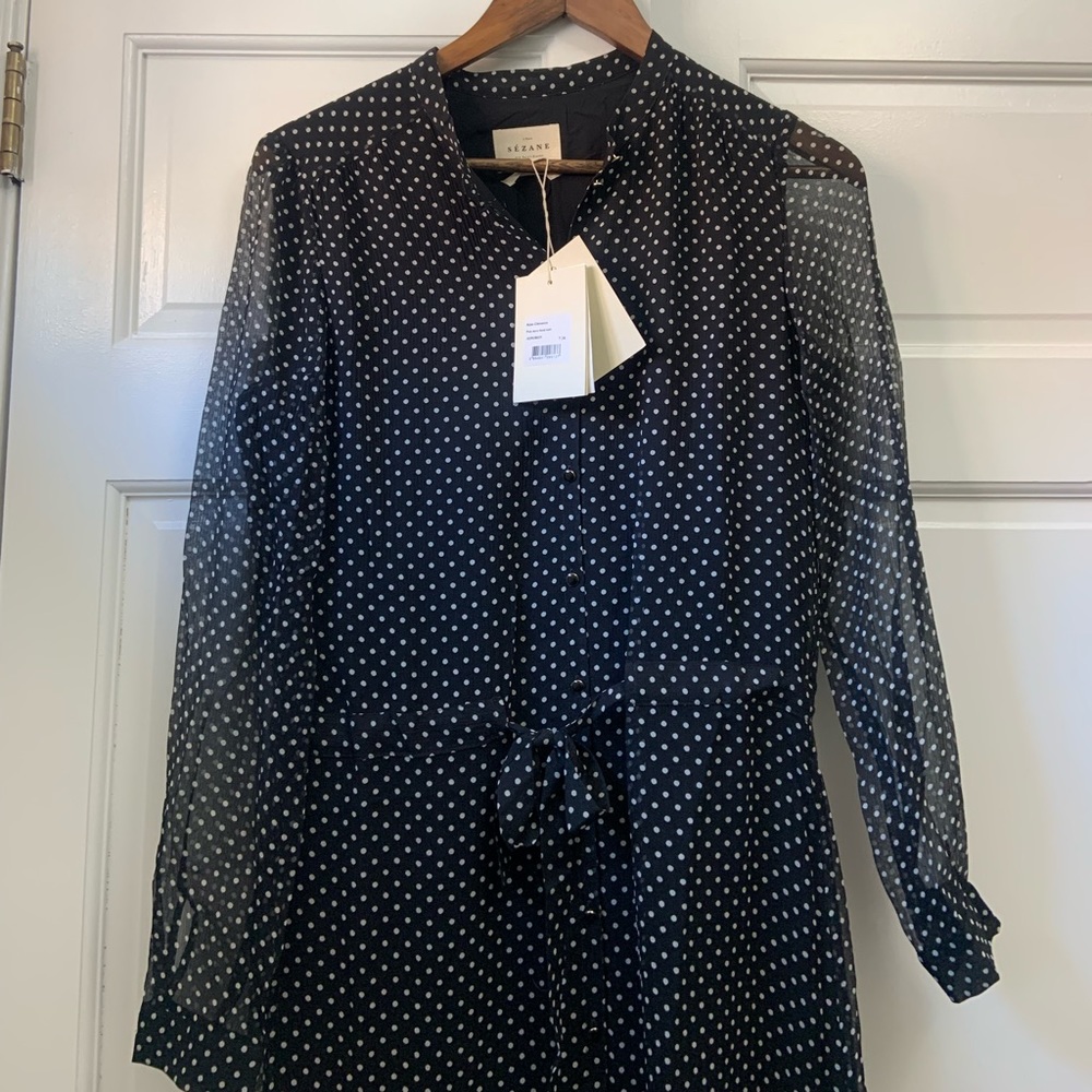 Sszane Elegant Polka Dots Mid-length dress in NaVY NWT - Picture 6 of 6